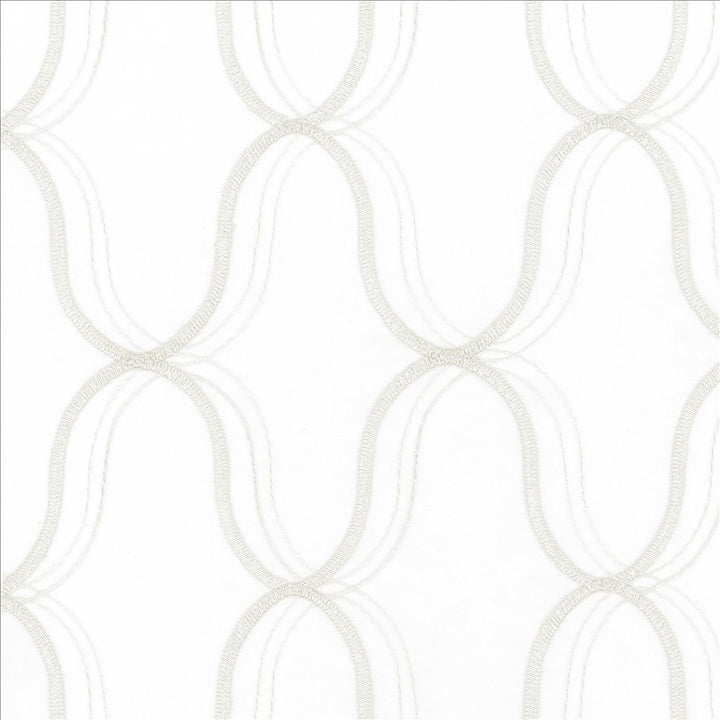 Wavefront White by Kasmir Designer Fabric 5077 100% Polyester Embroidery 100% Polyester TURKEY Not Tested Horizontal: 4 3/8 inches and Vertical: 6 3/8 inches 58 - 59 - Swanky Fabrics -