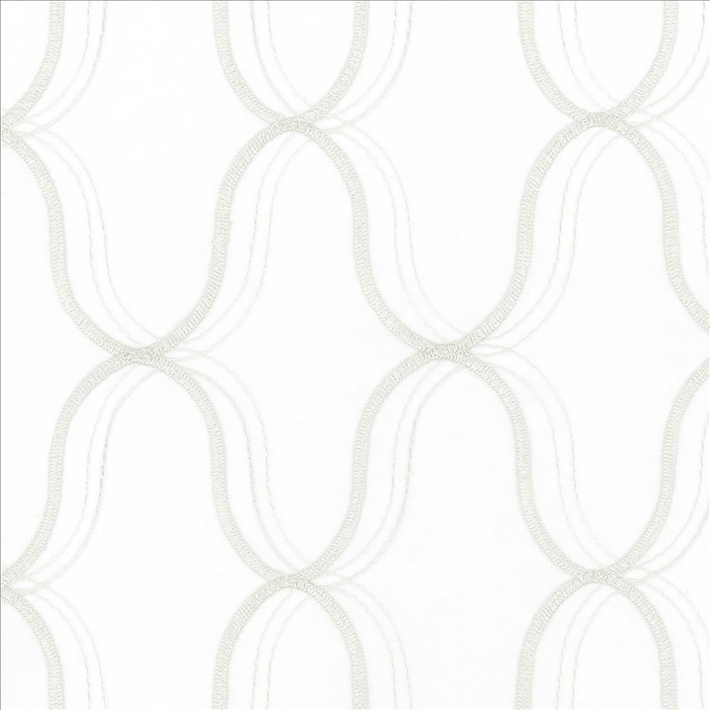 Wavefront White by Kasmir Designer Fabric See sample 100% Polyester
Embroidery
100% Polyester
 TURKEY Not Tested </p><p>Repeat: Horizontal: 4 3/8 inches and Vertical: 6 3/8 inches 58 - Swanky Fabrics -