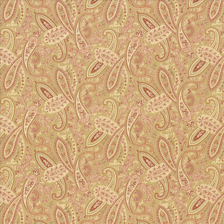 Willow Paisley Vintage Gold  by Kasmir Designer Fabric 5079 100% Cotton
 USA 30,000 Wyzenbeek Double Rubs Horizontal: 9 inches and Vertical: 6 3/8 inches 54  - Swanky Fabrics -