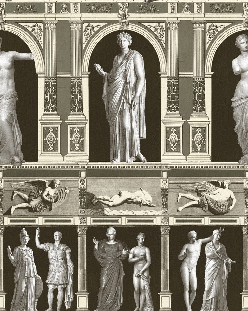 Mind The Gap Wallpaper STATUES ANTIQUE Taupe Wallpaper (WP20423) | WP20423 | THE WALLPAPER COMPENDIUM 1 | 3 rolls x 20.5 x 118.1 in | 0.52m / 20.5in | 3m / 118in | 4.65mp | 300cm / 118in | Black, Grey | Textured Matte | Paste the wall | 3-rolls in a box | Fabric Carolina | https://www.fabriccarolina.com/