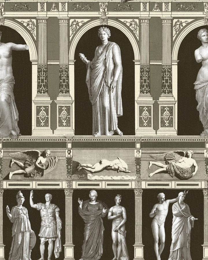 Statues Antique Taupe Wallpaper by Mind the Gap Designer Wallpaper THE WALLPAPER COMPENDIUM 1 Textured Matte Made in Europe Paste the wall 3 rolls x 20.5 x 3.25 yards - Swanky Fabrics -