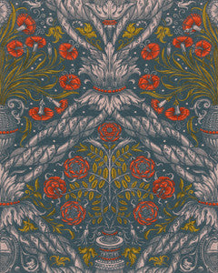 Mind The Gap Wallpaper FLORAL ORNAMENT Scarlet Wallpaper (WP20471)