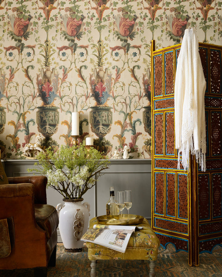 Le Jardin Secret Taupe Wallpaper by Mind the Gap Designer Wallpaper THE WALLPAPER COMPENDIUM 1 Non-woven Made in Europe Paste the wall 3 rolls x 20.5 x 3.25 yards - Swanky Fabrics -