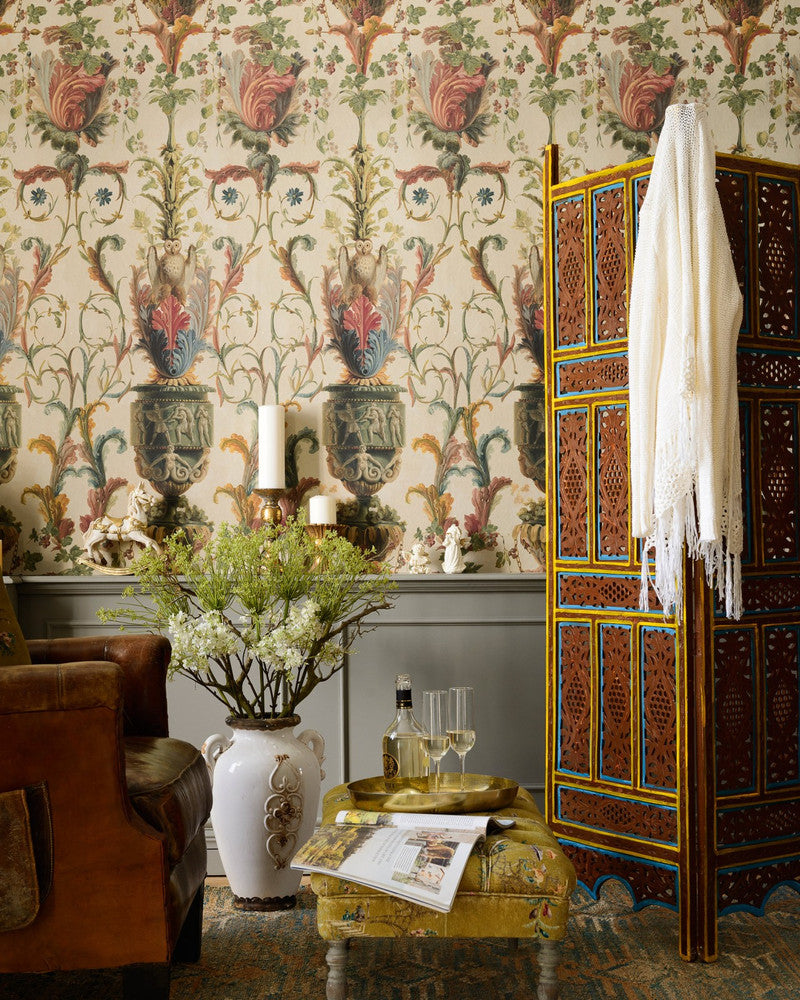 Le Jardin Secret Taupe Wallpaper by Mind the Gap Designer Wallpaper THE WALLPAPER COMPENDIUM 1 Non-woven Made in Europe Paste the wall 3 rolls x 20.5 x 3.25 yards - Swanky Fabrics -
