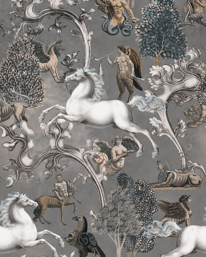 Imaginarium Grey Wallpaper by Mind the Gap Designer Wallpaper THE WALLPAPER COMPENDIUM 1 Non-woven Made in Europe Paste the wall 3 rolls x 20.5 x 3.25 yards - Swanky Fabrics -