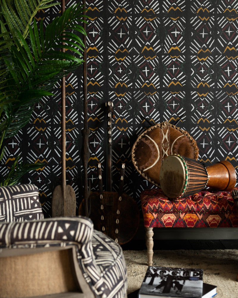 Bamana Recoloured Wallpaper by Mind the Gap Designer Wallpaper THE WALLPAPER COMPENDIUM 1 Non-woven Made in Europe Paste the wall 3 rolls x 20.5 x 3.25 yards - Swanky Fabrics -