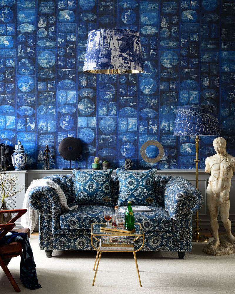 Aizome Collage Wallpaper by Mind the Gap Designer Wallpaper THE WALLPAPER COMPENDIUM 1 Non-woven Made in Europe Paste the wall 3 rolls x 20.5 x 3.25 yards - Swanky Fabrics -