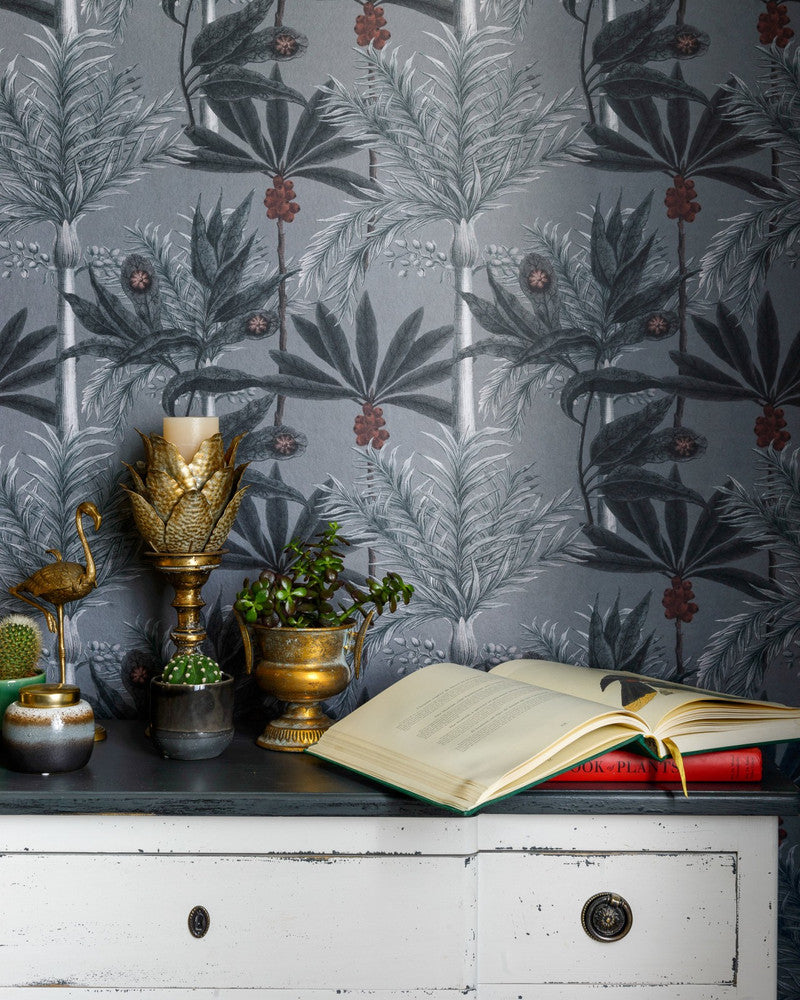 Madagascar Grey Wallpaper by Mind the Gap Designer Wallpaper THE WALLPAPER COMPENDIUM 1 Textured Matte Made in Europe Paste the wall 3 rolls x 20.5 x 3.25 yards - Swanky Fabrics -