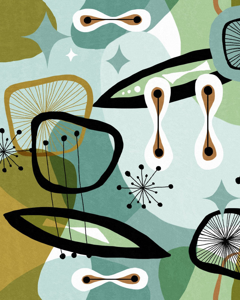 Century Elements Green Wallpaper by Mind the Gap Designer Wallpaper THE WALLPAPER COMPENDIUM 1 Non-woven Made in Europe Paste the wall 3 rolls x 20.5 x 3.25 yards - Swanky Fabrics -