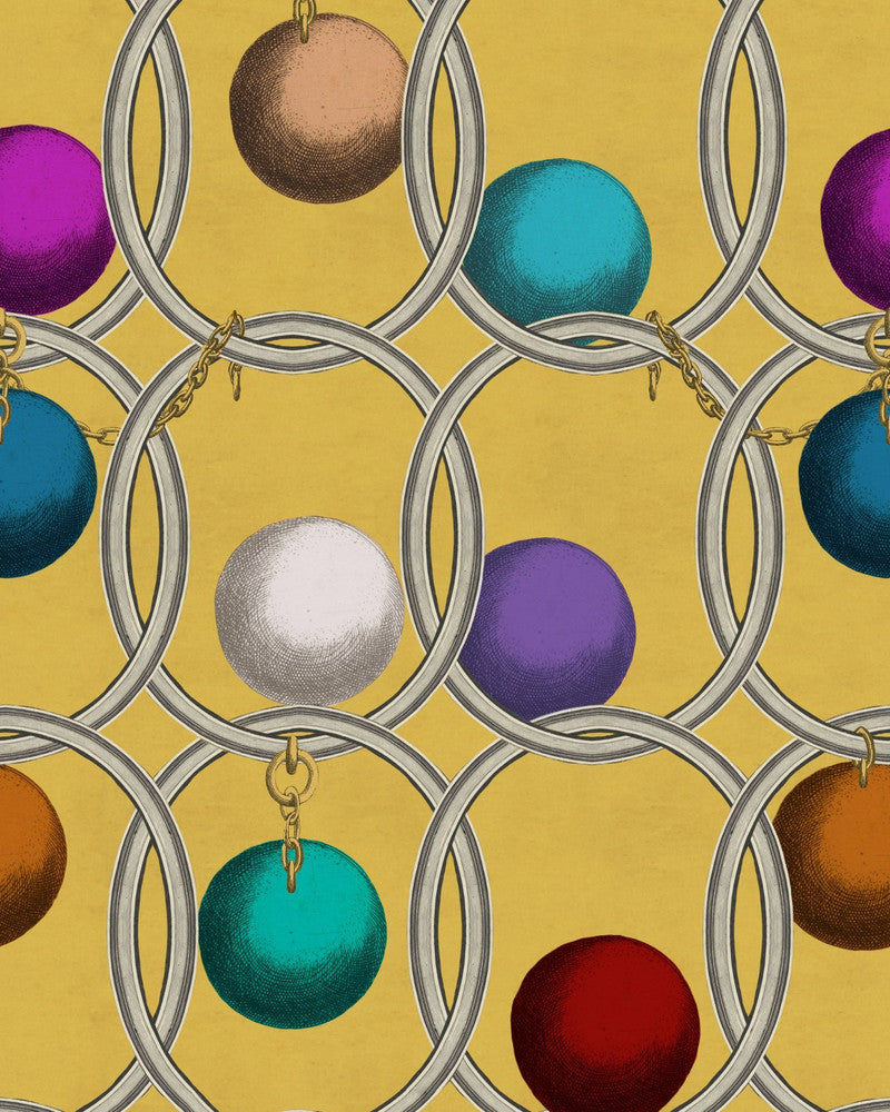 Incatenato Limone Wallpaper by Mind the Gap Designer Wallpaper LA DOLCE VITA Textured Matte Made in Europe Paste the wall 1 roll x 20.47 x 9.8 yards - Swanky Fabrics -