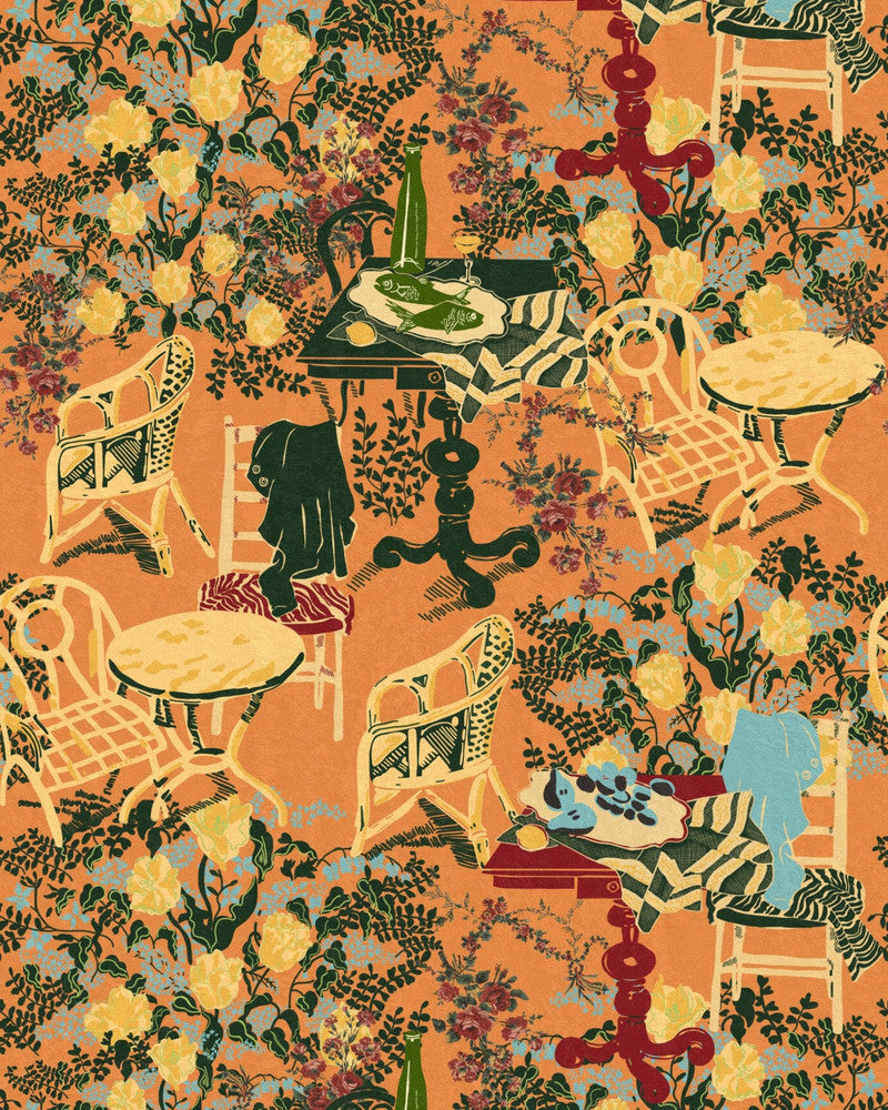 La Brasseria Salmon Wallpaper by Mind the Gap Designer Wallpaper LA DOLCE VITA Textured Matte Made in Europe Paste the wall 1 roll x 20.47 x 9.8 yards - Swanky Fabrics -