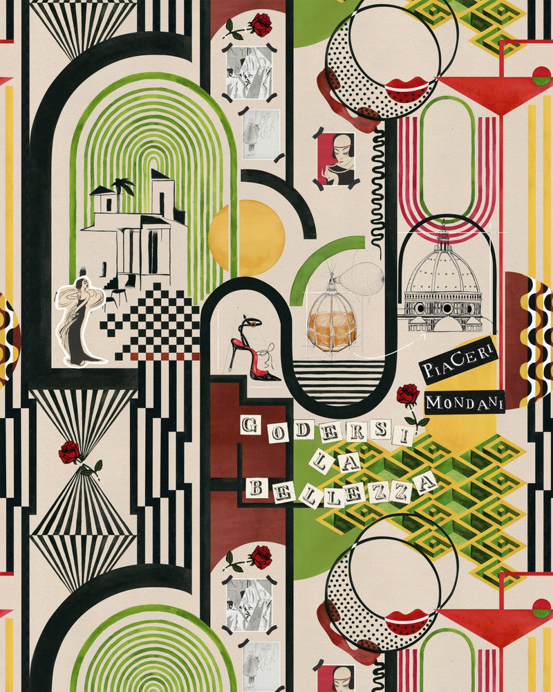 Piaceri Mondani Wallpaper by Mind the Gap Designer Wallpaper LA DOLCE VITA Textured Matte Made in Europe Paste the wall 3 rolls x 20.5 x 3.25 yards - Swanky Fabrics -