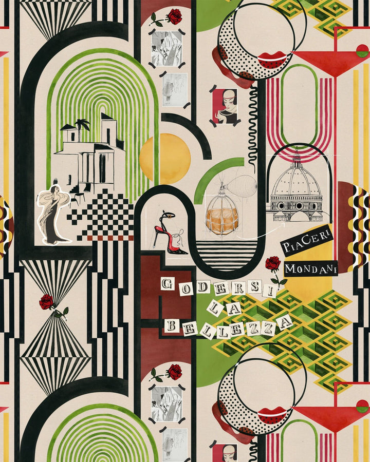 Piaceri Mondani Wallpaper by Mind the Gap Designer Wallpaper LA DOLCE VITA Textured Matte Made in Europe Paste the wall 3 rolls x 20.5 x 3.25 yards - Swanky Fabrics -