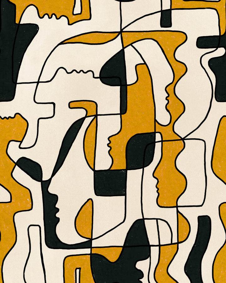 SAUDADE in Yellow Wallpaper (WP20878) by Mind The Gap | WP20878 | JAZZ LIVE | 1 roll x 52 x 900 cm / 20.47 x 354.33in | 0.52m / 20.5in | 900 cm / 393.7in | 4.68sqm / 50sq ft | 70cm / 27.5in | Black, Yellow, Cream | Non-woven Satin | Paste the wall | 1 roll in a box | Fabric Carolina | https://www.fabriccarolina.com/
