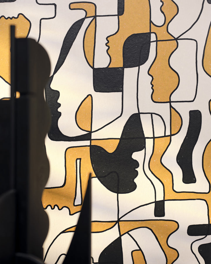 SAUDADE in Yellow Wallpaper (WP20878) by Mind The Gap | WP20878 | JAZZ LIVE | 1 roll x 52 x 900 cm / 20.47 x 354.33in | 0.52m / 20.5in | 900 cm / 393.7in | 4.68sqm / 50sq ft | 70cm / 27.5in | Black, Yellow, Cream | Non-woven Satin | Paste the wall | 1 roll in a box | Fabric Carolina | https://www.fabriccarolina.com/