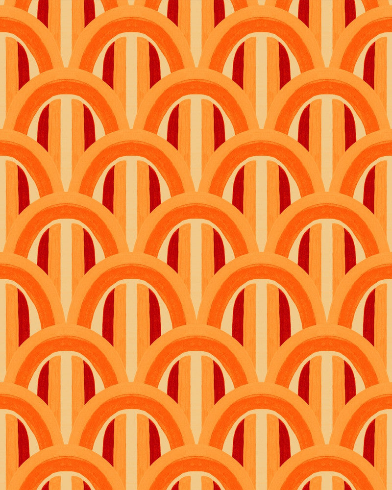Mind The Gap Wallpaper ESTIVO Agosto Wallpaper (WP30188) | WP30188 | LA DOLCE VITA | 1 roll x 20.5 x 393.7 in | 0.52m / 20.5in | 10m / 393.7in | 4.68mp | 50cm / 19.6in | Orange, Red, Taupe | Satin Matte | Paste the wall | 1-roll in a box | Fabric Carolina | https://www.fabriccarolina.com/