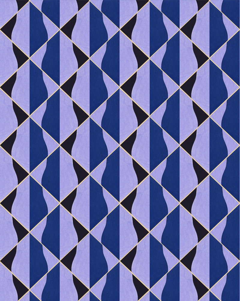 Onde Blu Wallpaper by Mind the Gap Designer Wallpaper LA DOLCE VITA Satin Matte Made in Europe Paste the wall 1 roll x 20.5 x 10.9 yards - Swanky Fabrics -