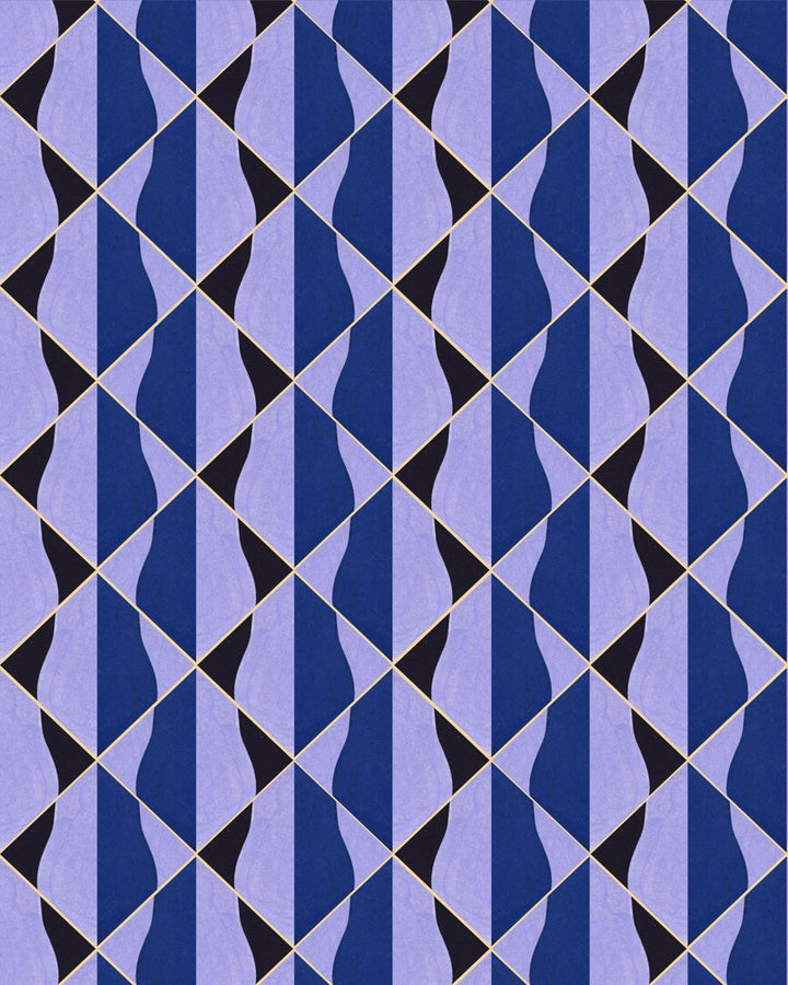 Onde Blu Wallpaper by Mind the Gap Designer Wallpaper LA DOLCE VITA Satin Matte Made in Europe Paste the wall 1 roll x 20.5 x 10.9 yards - Swanky Fabrics -