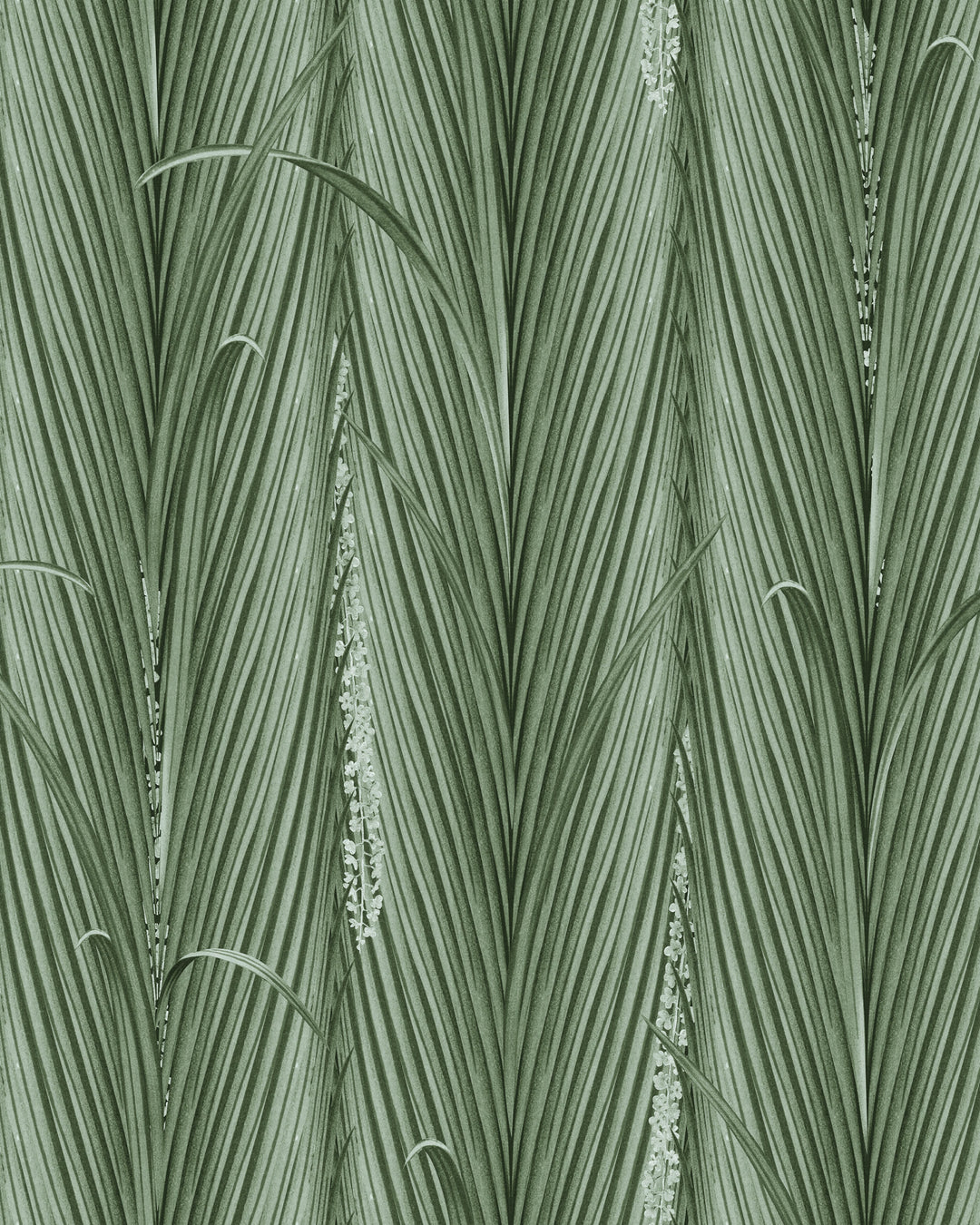 DANUBE FOLIAGE Absinthe Wallpaper (WP30216) by Mind The Gap | WP30216 | THE WETLANDS | 1 roll x 52 x 1000 cm / 20.5x393.7 in | 0.52m / 20.5in | 10m / 393.7in | 5.20sqm / 55.9sq ft | 60cm / 23.6in | White, Green | Non-woven Satin | Paste the wall | 1 roll in a box | Fabric Carolina | https://www.fabriccarolina.com/