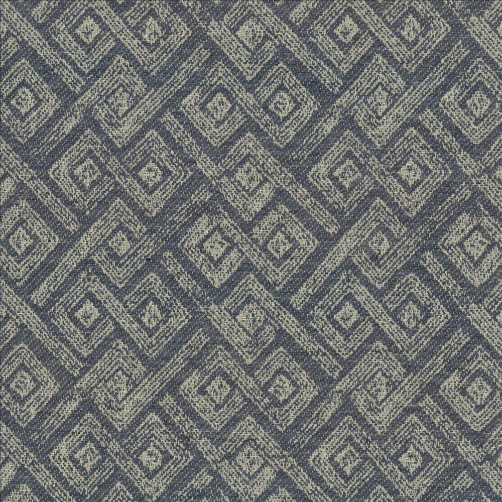 Yakima Blue by Kasmir Designer Fabric 5143 48% Recycled Cotton 27% Acrylic 25% Polyester USA 30,000 Wyzenbeek Double Rubs Horizontal: 9 1/8 inches and Vertical: 9 6/8 inches 54 - Swanky Fabrics -