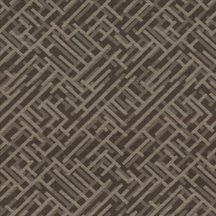 Zen Fret Cocoa by Kasmir Designer Fabric 5084 56% Polyester 34% Rayon 8% Cotton 2% Flax USA 9,000 Wyzenbeek Double Rubs Horizontal: 12 7/8 inches and Vertical: 12 6/8 inches 54 - Swanky Fabrics -