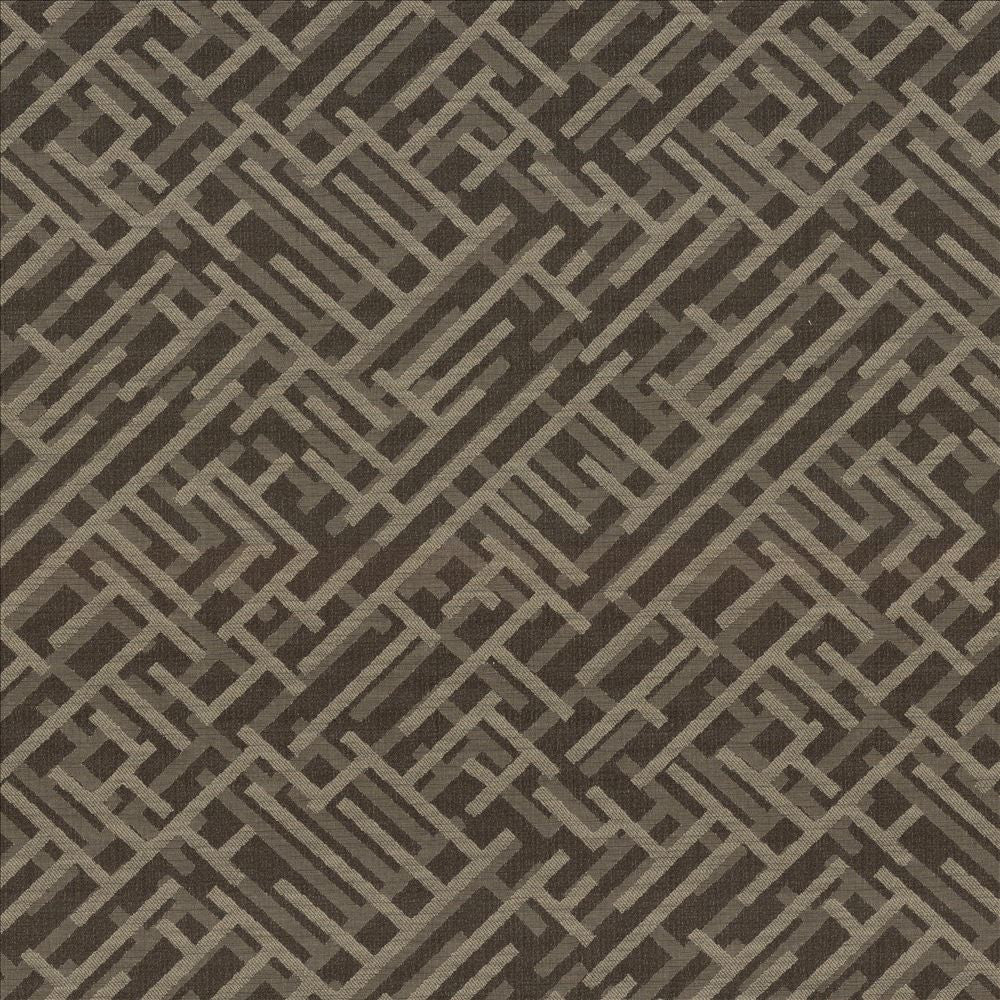 Zen Fret Cocoa by Kasmir Designer Fabric 5084 56% Polyester
34% Rayon
8% Cotton
2% Flax
 USA </p><p>Repeat: Horizontal: 12 7/8 inches and Vertical: 12 6/8 inches 54 - Swanky Fabrics -